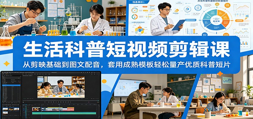 生活科普短视频剪辑，剪映从基础操作到图文配音，套模板量产科普短片 - 缩略图