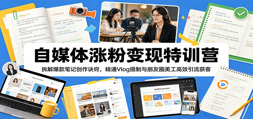 小红书起号到私域引流全流程，爆款笔记拆解、选题标题速成与Vlog拍摄剪辑，附朋友圈晒单三件套设计 - 缩略图