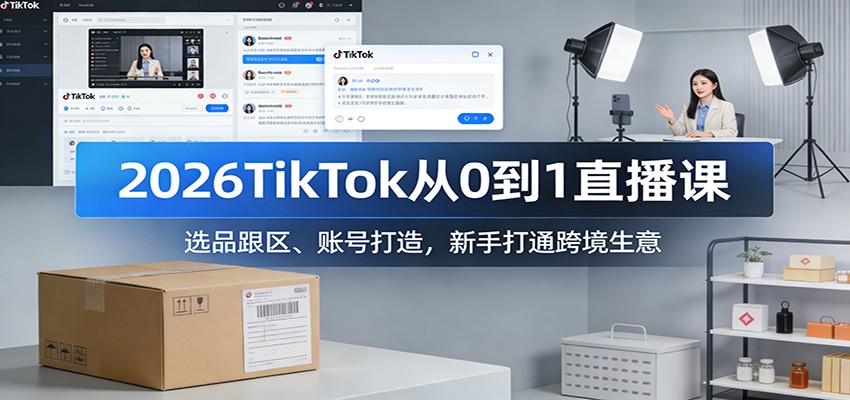 2026 TikTok三天直播课，海外直播间选区跟品、账号从0搭建3个月破10K粉，新手小商家跨境落地思路 - 缩略图