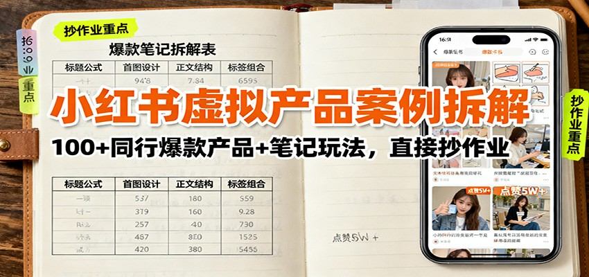 小红书虚拟产品,同行爆款案例拆解加发笔记方法,还有交流群照着抄 - 缩略图