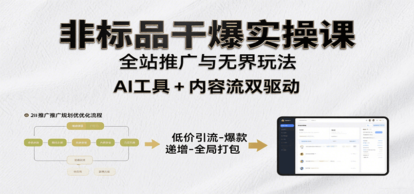 淘宝非标品干爆实操课，月销2000万案例拆解，从选品测款到全站推广跑通全店 - 缩略图