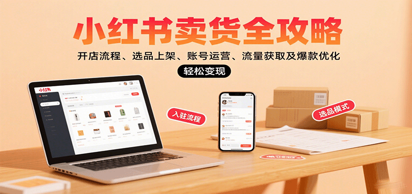 小红书卖货进阶流量课，从手机电脑开店到选品上架、笔记入池和商城搜索流量获取的实操拆解 - 缩略图