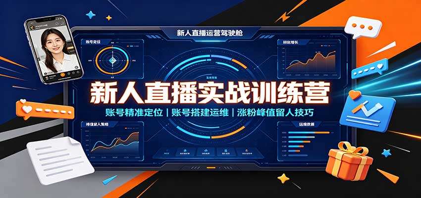 新人直播实战训练营，账号定位搭建、屏蔽熟人和峰值留人涨粉实操 - 缩略图