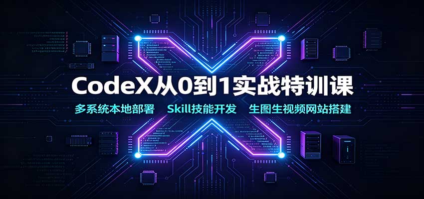 CodeX从0到1实战课，Windows和Mac本地部署、Skill技能开发与生图生视频网站搭建 - 缩略图
