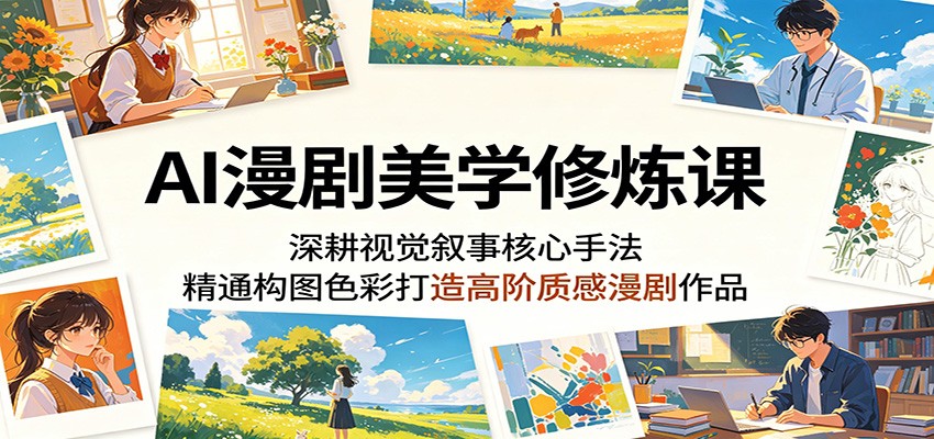 AI漫剧美学进阶课，从色彩构图光影到角色微表情控制，做出氛围感和质感都在线的画面 - 缩略图
