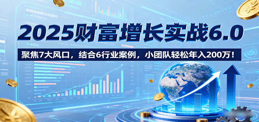 2025财富增长实战课6.0，拆解7大风口和6大行业案例，3-5人小团队年入百万的项目筛选方法 - 缩略图