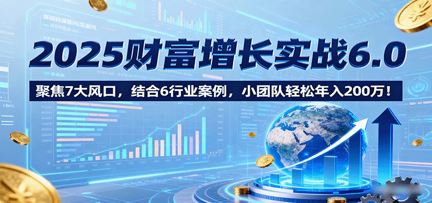 2025财富增长实战课6.0，拆解7大风口和6大行业案例，3-5人小团队年入百万的项目筛选方法 - 缩略图