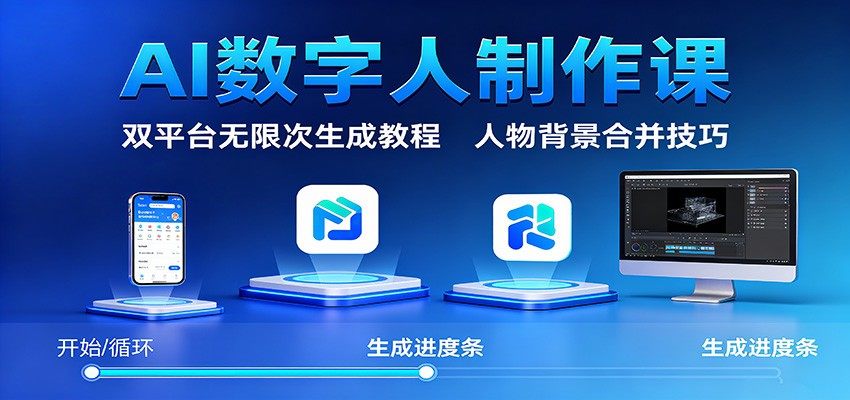AI数字人制作教程,两个平台无限次免费生成,人物背景合并,零基础也能代替真人出镜 - 缩略图