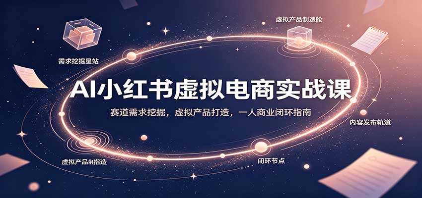 小红书AI虚拟电商实战课，需求赛道挖掘到Obsidian知识库搭建，一人公司产品化路径拆解 - 缩略图
