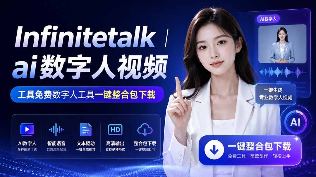 InfiniteTalk数字人视频一键整合包，图片转视频、视频转视频效果演示 - 缩略图