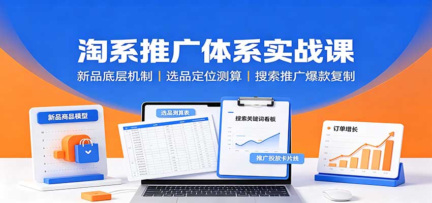 淘系新品推广体系课，从选品定位、财务测算到搜索起量与爆款复制全流程 - 缩略图