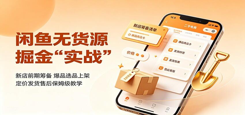 闲鱼无货源实操，新店准备、五步循环选品法、上架优化，低客单冲曝光高客单赚利润，发货售后全流程 - 缩略图