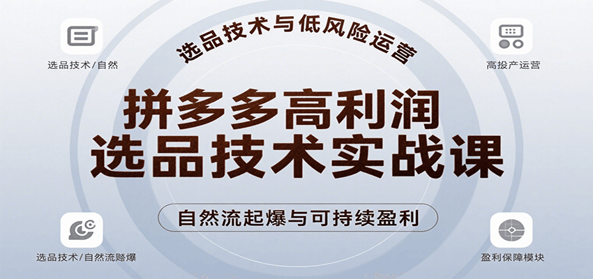 拼多多高利润选品实战课，数据化选品到原价卡新篇、券叠加，自然流高投产起爆 - 缩略图