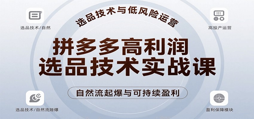 拼多多高利润选品实战课，数据化选品到原价卡新篇、券叠加，自然流高投产起爆 - 缩略图