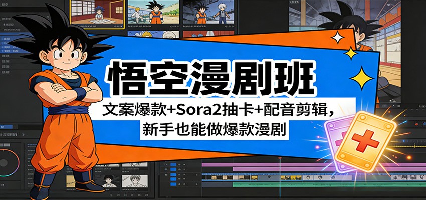 AI漫剧全流程实战，Sora2抽卡到配音剪辑，新手也能做爆款漫剧 - 缩略图