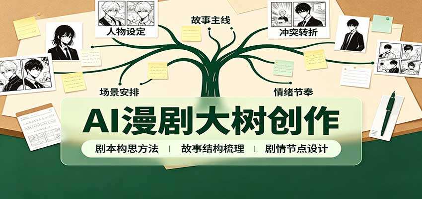 AI漫剧大树创作课，红脸蛋漫剧案例剧本构思、生图插件与软件配置，附配套工具资料 - 缩略图