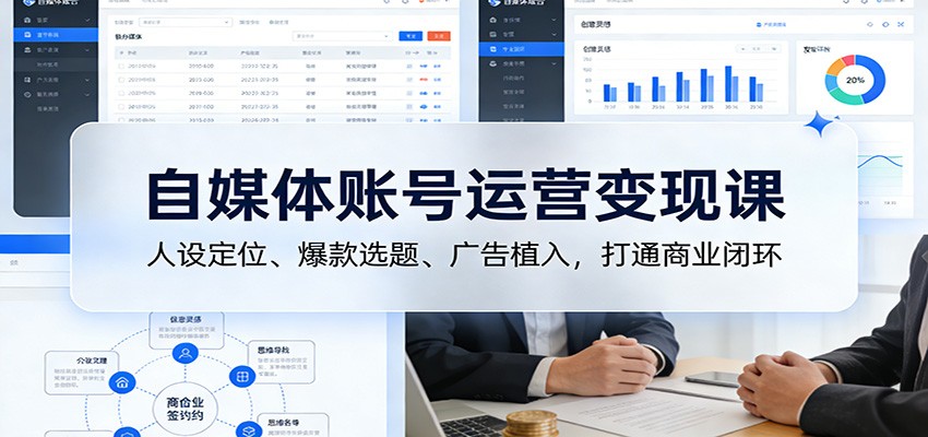 自媒体账号运营变现课，从人设定位、爆款选题到广告植入，9大主页搭建方法 - 缩略图