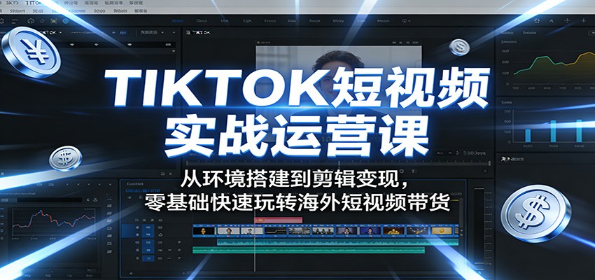 TIKTOK短视频实操课，从刷机环境搭建到剪辑上传，零基础做海外短视频带货 - 缩略图