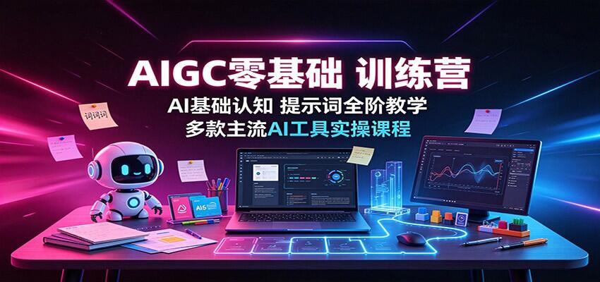 AIGC零基础训练营，从AI基础认知到提示词进阶，多款主流AI工具实操覆盖职场高频场景 - 缩略图