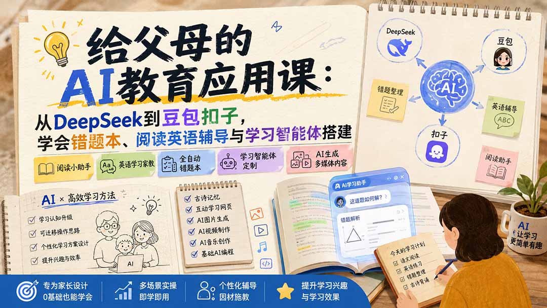 家长AI教育课，用DeepSeek、豆包和扣子搭建全自动错题本、英语阅读辅导和学习智能体 - 缩略图