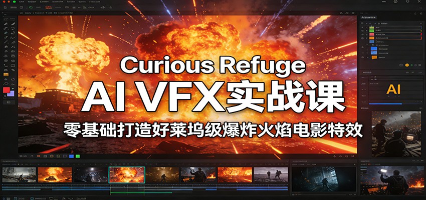 AI视觉特效实战课 Curious Refuge，黑豹雷神VFX总监教你做爆炸火焰电影特效 - 缩略图