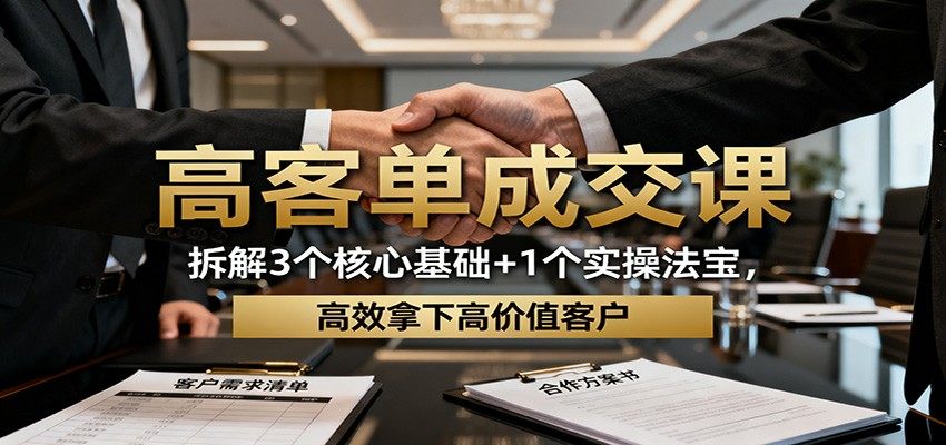 高客单成交课 拆解3个核心基础与1个落地实操方法,高效拿下高价值客户 - 缩略图