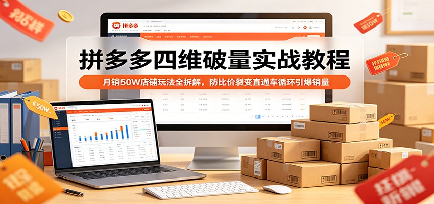 拼多多四维破量实战，月销50W店铺原价上大促、防比价裂变、直通车循环拆解 - 缩略图