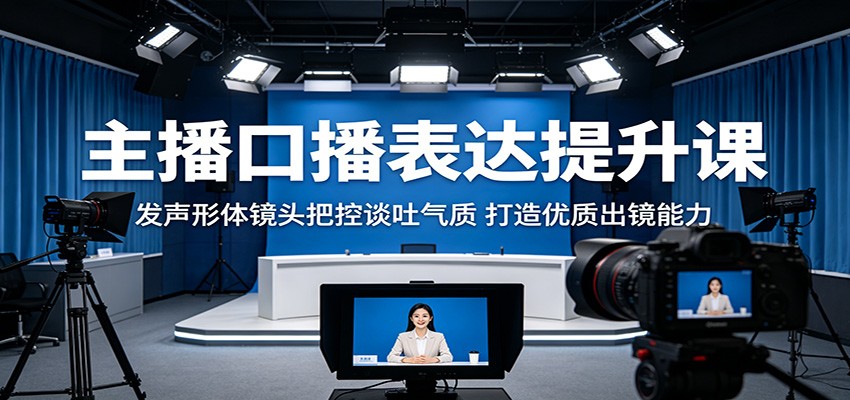 主播口播表达提升课，设备灯光到发声口部操，重音停顿语速手势逐个练，28节实操练出镜头感 - 缩略图