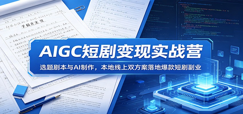 AIGC短剧变现实战营，即梦AI从选题剧本到角色场景，在线本地双方案落地爆款短剧 - 缩略图
