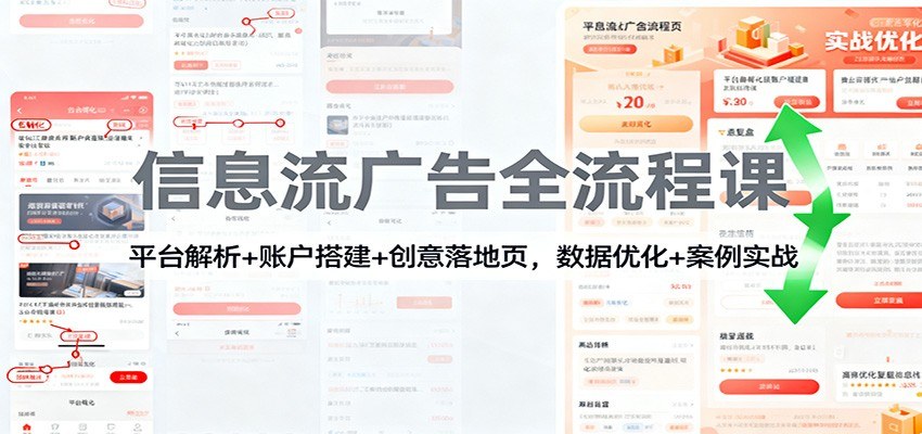 信息流广告投放实战70课，从开户搭建、人群定向到创意落地页，四大行业案例拆解 - 缩略图