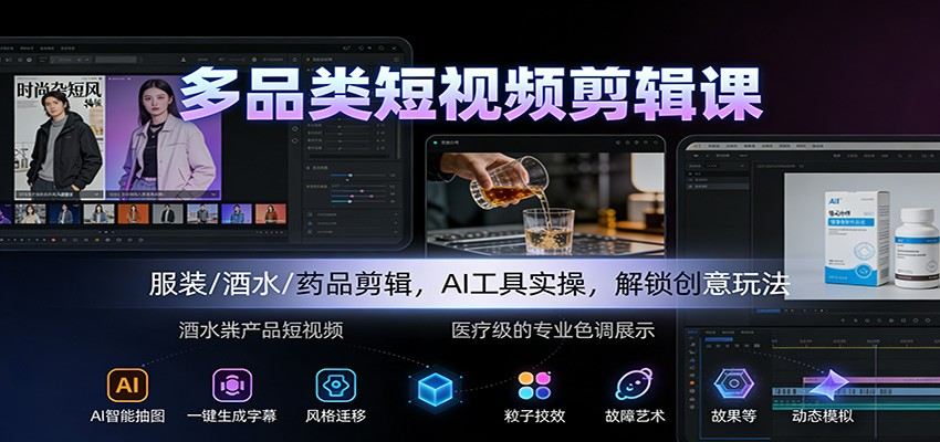 图文短视频带货AI剪辑实战,服装酒水药品多品类,即梦豆包星绘工具实操 - 缩略图
