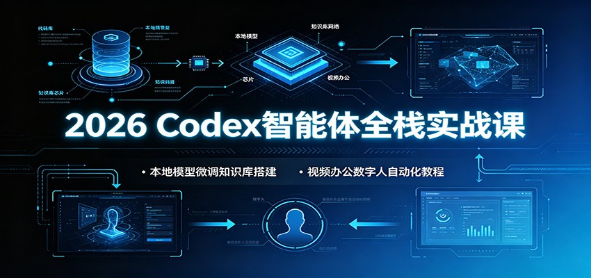 Codex智能体全栈实战，从技能搭建到数字人口播和本地知识库自动化 - 缩略图