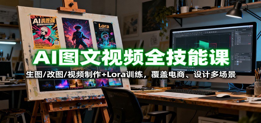 Stable Diffusion+ComfyUI 设计实战课,从生图改图、Lora训练到AI视频制作全流程 - 缩略图