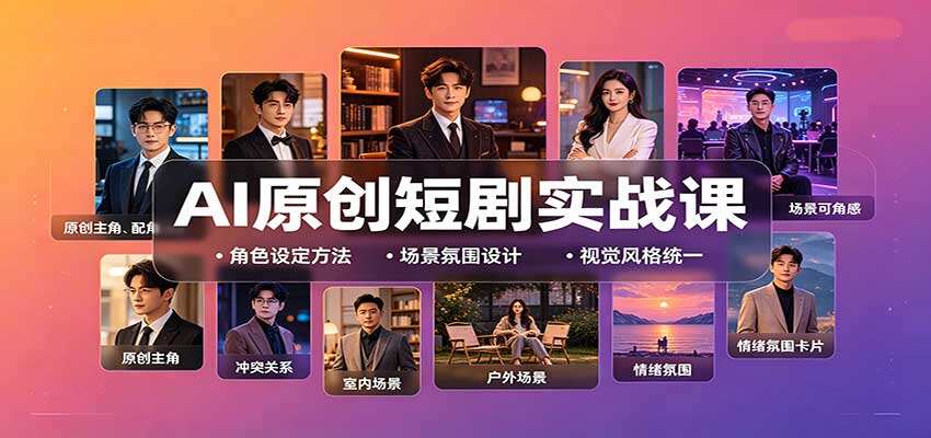 AI原创短剧实战课，从选题剧本分镜到成片变现的全流程拆解 - 缩略图