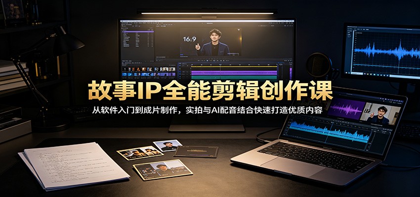 故事IP短视频剪辑课，剪映入门到AI配音成片，覆盖口播、Vlog、门店和文旅多赛道 - 缩略图