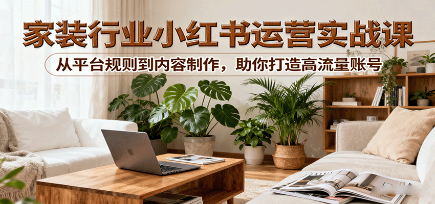 小红书家装账号运营实操课，8大模块拆解图文笔记、口播视频与文案钩子，单篇曝光10w+ - 缩略图