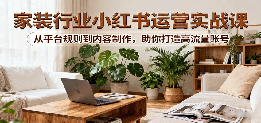 小红书家装账号运营实操课,8大模块拆解图文笔记、口播视频与文案钩子,单篇曝光10w+ - 缩略图
