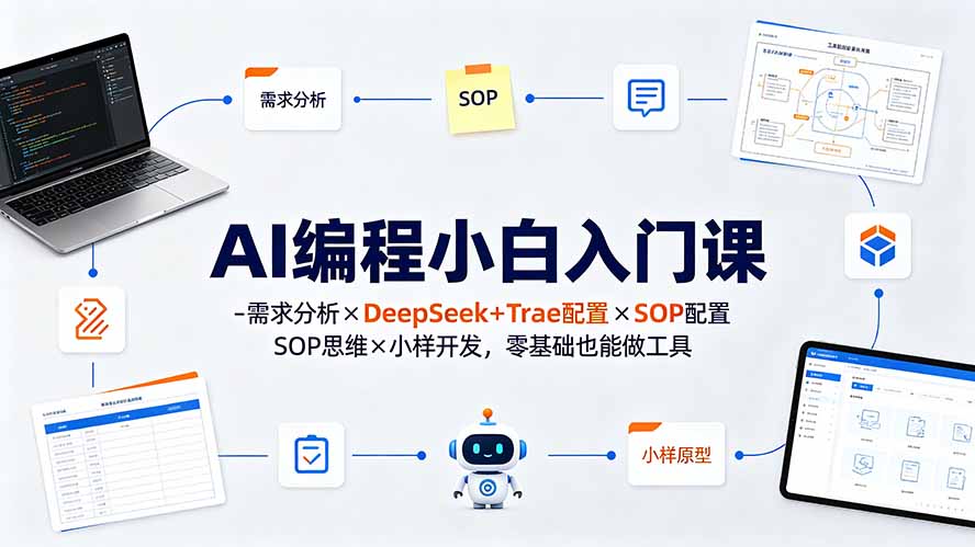 零基础AI编程入门，DeepSeek接API和Trae配置，按SOP流程做小样开发工具 - 缩略图