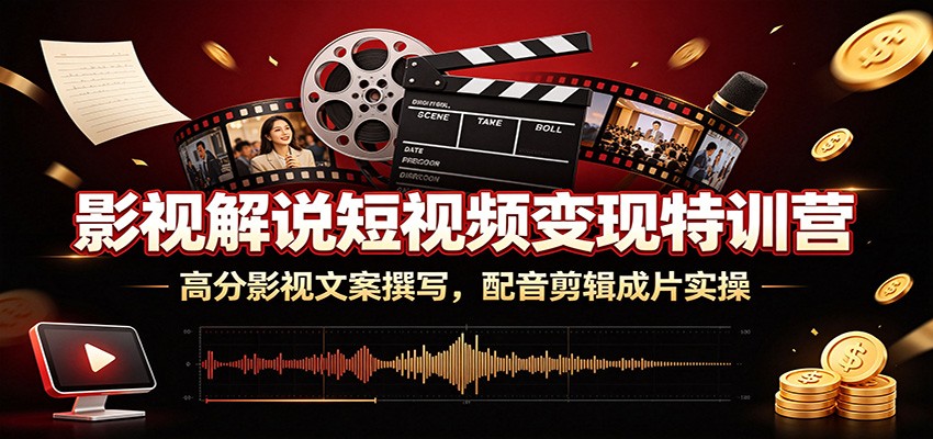 影视解说短视频特训营，爆款文案撰写到配音剪辑成片全流程实操 - 缩略图