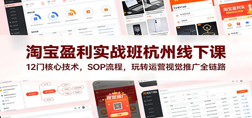 淘宝盈利实战班杭州线下课，运营视觉推广12门核心技术加SOP流程 - 缩略图