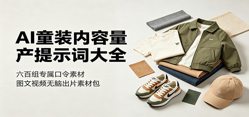 AI童装内容量产提示词600组，图文视频出片素材，童装电商和种草账号直接套用 - 缩略图