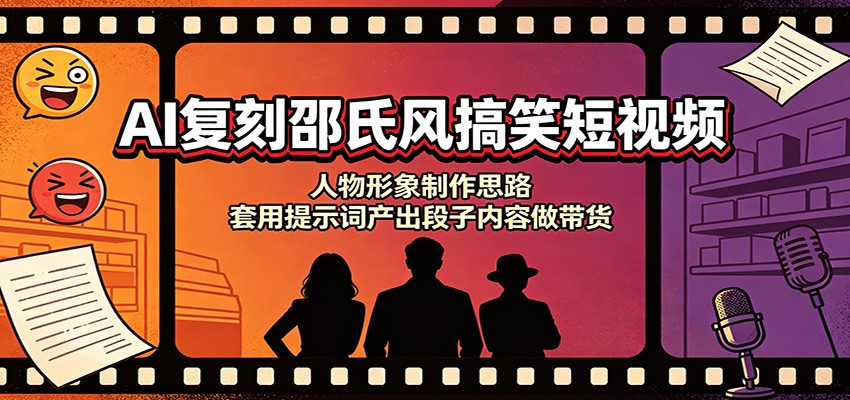 AI复刻邵氏风格搞笑短视频，固定人物和不固定人物两套做法，提示词直接套用做带货 - 缩略图