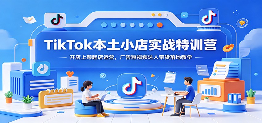 TikTok本土小店实战特训营，从开店上架到体验分维护、广告投放到达人带货全流程教学 - 缩略图