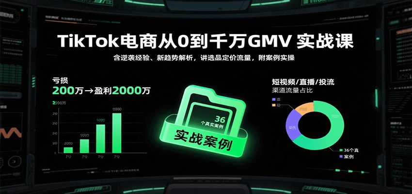 TikTok电商从亏损200万到月均2000万GMV,选品定价、短视频直播投流到店铺搭建实操拆解 - 缩略图