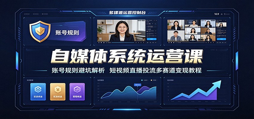 自媒体运营系统课，账号规则避坑到直播投流，带货团购音浪任务四类变现玩法拆解 - 缩略图