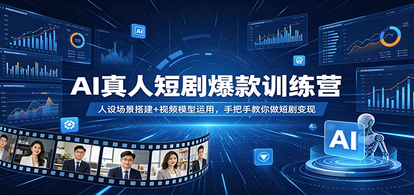 AI真人短剧训练营，从场景人设搭建到视频模型，分镜剪辑全流程，打通短剧变现 - 缩略图