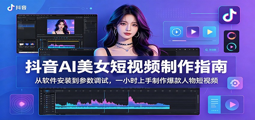 抖音AI美女短视频制作课，软件安装到参数调试，一小时上手做人物短视频 - 缩略图