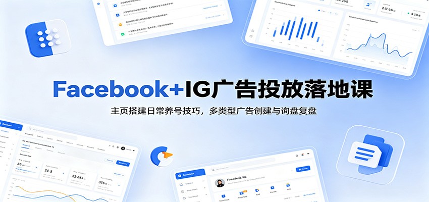 Facebook+IG广告投放落地课，外贸跨境主页搭建养号到表单广告和WhatsApp询盘全流程 - 缩略图