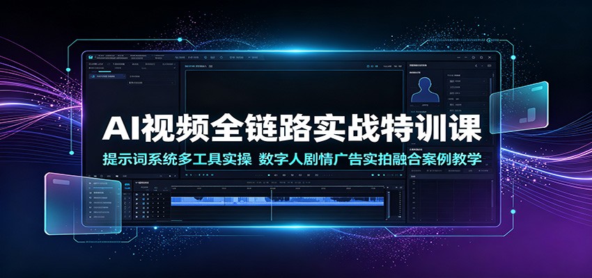 AI视频全流程实战课，提示词六维体系到即梦、Seedance多工具，数字人剧情广告电商种草案例拆解 - 缩略图