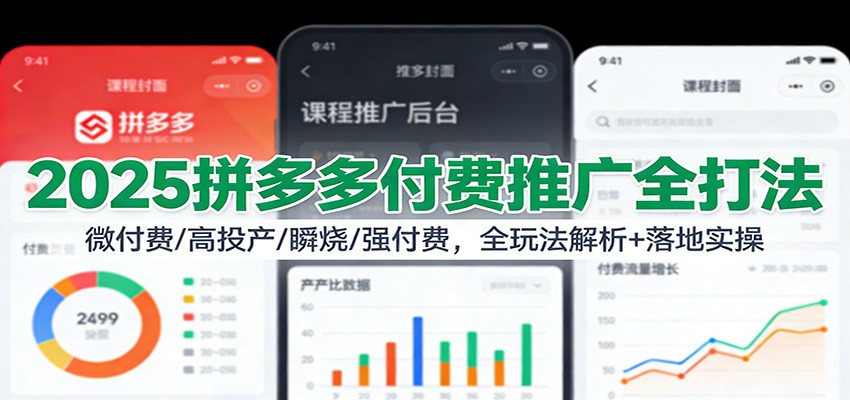 拼多多付费推广六大打法实操课，微付费到强付费全覆盖 - 缩略图